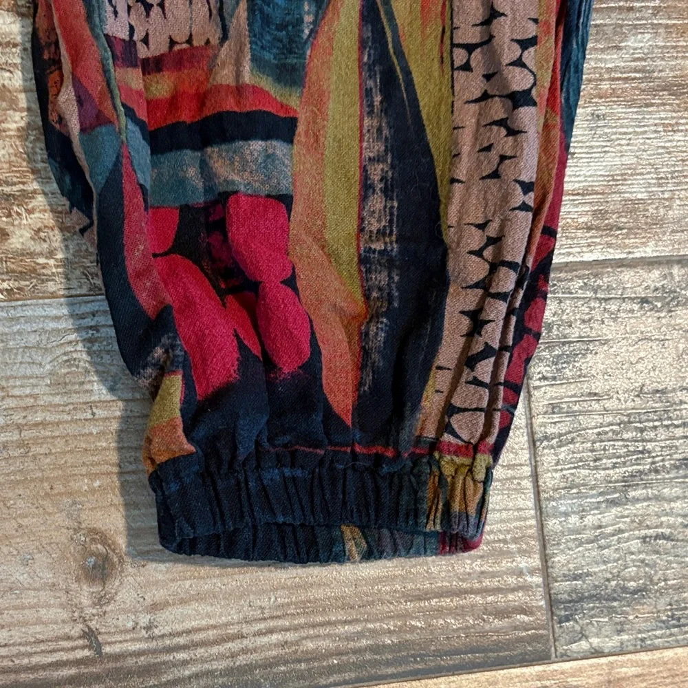 Printed Multi-Color Cropped Overalls - Picture 3 of 5